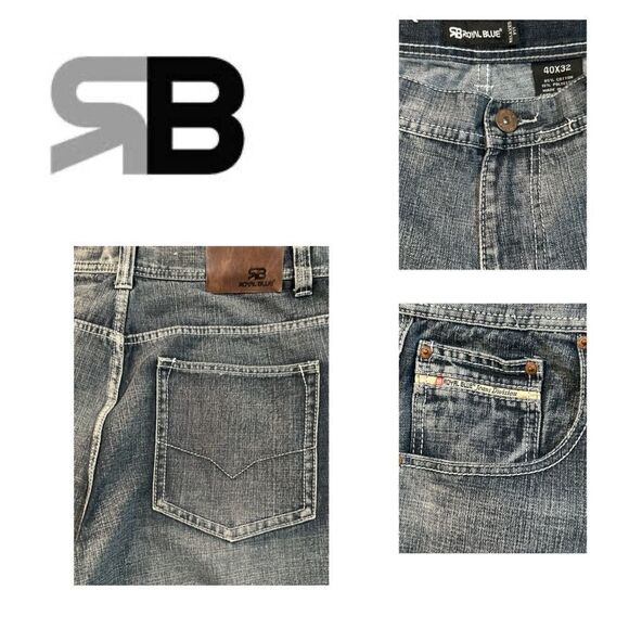 Royal Blue Men’s Premium Relaxed Fit Jeans - Size 40 x 32 - Picture 3 of 3
